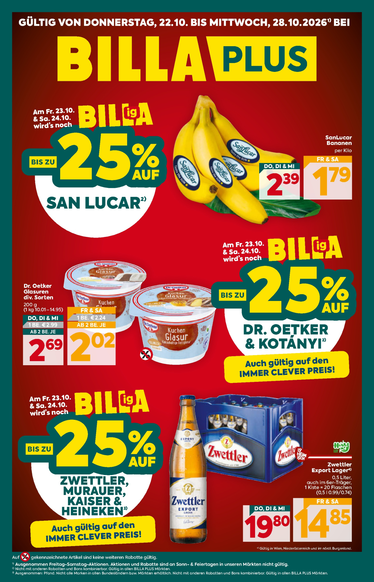 BILLA PLUS Flugblatt vom 22. 10. 2026