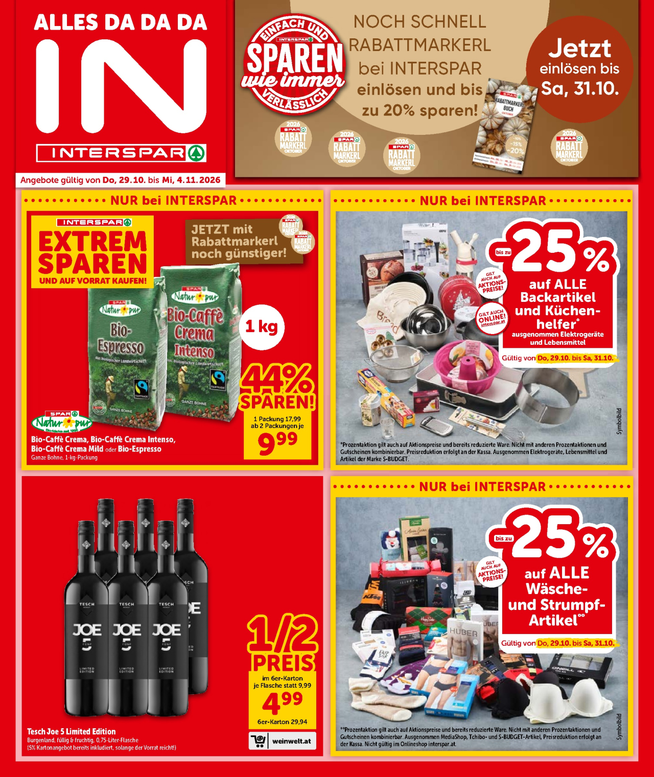 INTERSPAR Flugblatt vom 29. 10. 2026